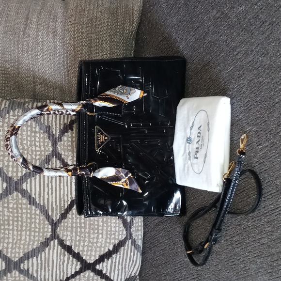 🖤VTG/RARE Prada🖤 - Limited Edition "Impreinte" Art Deco Spazzolato Large Tote - Picture 15 of 15